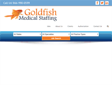 Tablet Screenshot of goldfishmedicalstaffing.com